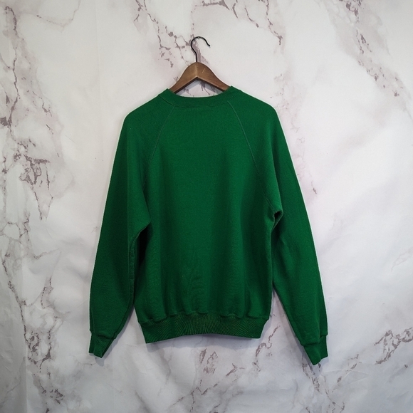 Vintage Sweatshirt Womens XL Grass Green Cotton Lee 90s Dad Crew Neck Blank - Picture 5 of 10